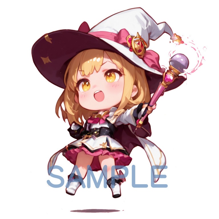⚡ホラーな世界の魔法少女シリーズ+ちびキャラ素材 vol.4【陽キャアイドル魔女「ピリカ」】電気と光の異世界アイドル!