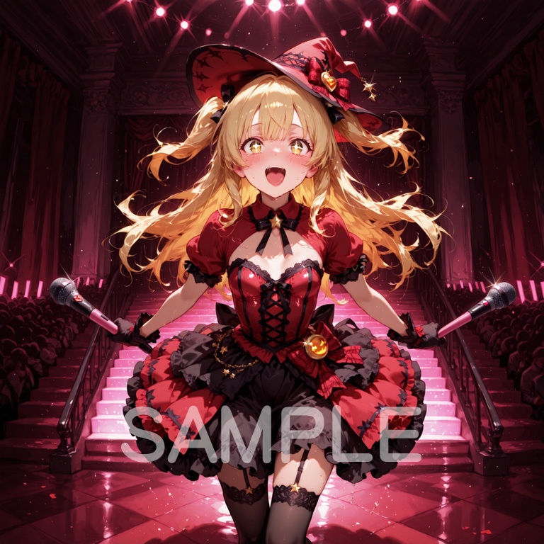 ⚡ホラーな世界の魔法少女シリーズ+ちびキャラ素材 vol.4【陽キャアイドル魔女「ピリカ」】電気と光の異世界アイドル!