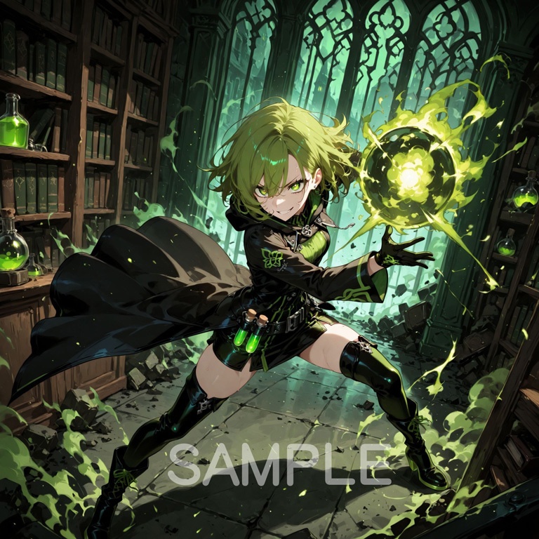 ホラーな世界の魔法少女シリーズ+ちびキャラ素材 vol.5【毒舌魔女「ラクス」】