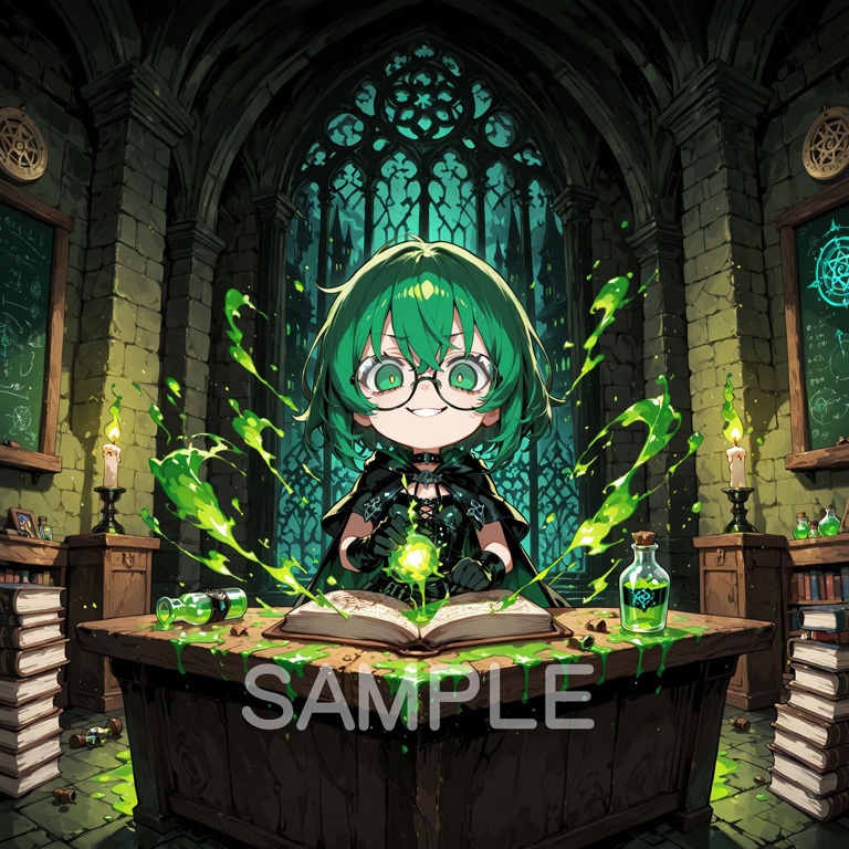 ホラーな世界の魔法少女シリーズ+ちびキャラ素材 vol.5【毒舌魔女「ラクス」】