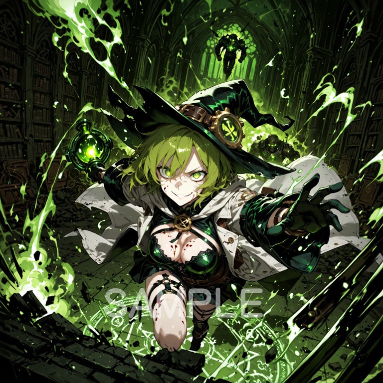 ホラーな世界の魔法少女シリーズ+ちびキャラ素材 vol.5【毒舌魔女「ラクス」】