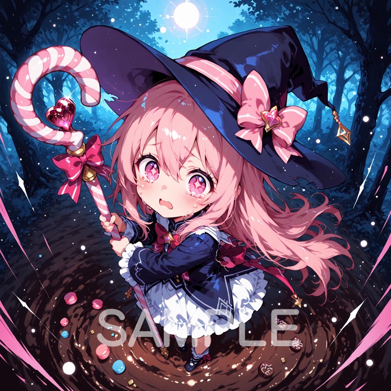 ホラーな世界の魔法少女シリーズ+ちびキャラ素材 vol.6 甘党魔女「ミント」】あまあま殺意のデザート魔法!【ふわもこスイーツ魔女素材パック】