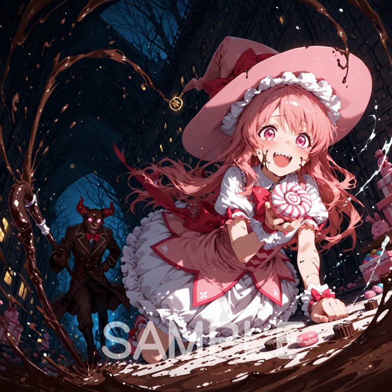 ホラーな世界の魔法少女シリーズ+ちびキャラ素材 vol.6 甘党魔女「ミント」】あまあま殺意のデザート魔法!【ふわもこスイーツ魔女素材パック】