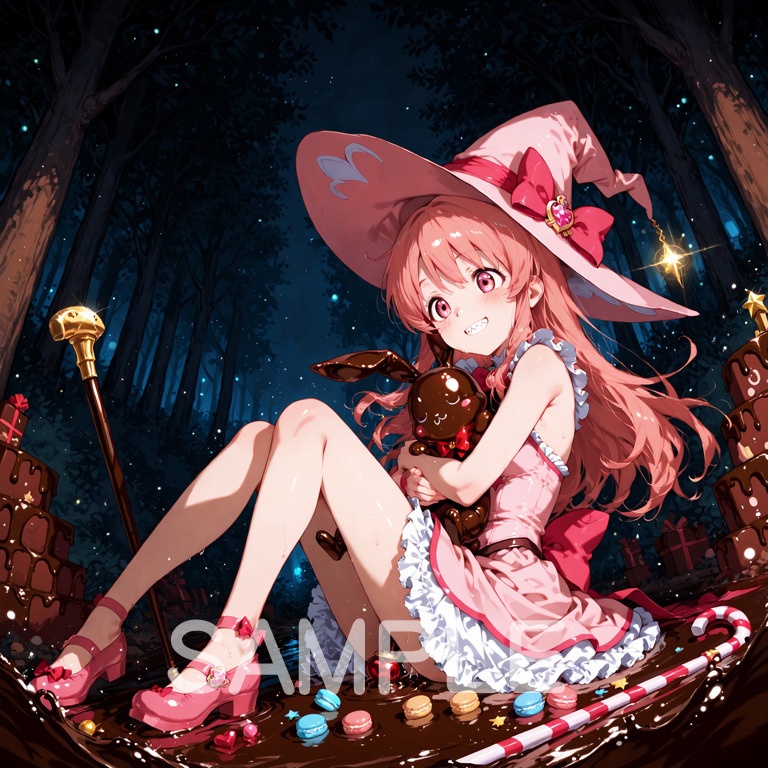 ホラーな世界の魔法少女シリーズ+ちびキャラ素材 vol.6 甘党魔女「ミント」】あまあま殺意のデザート魔法!【ふわもこスイーツ魔女素材パック】