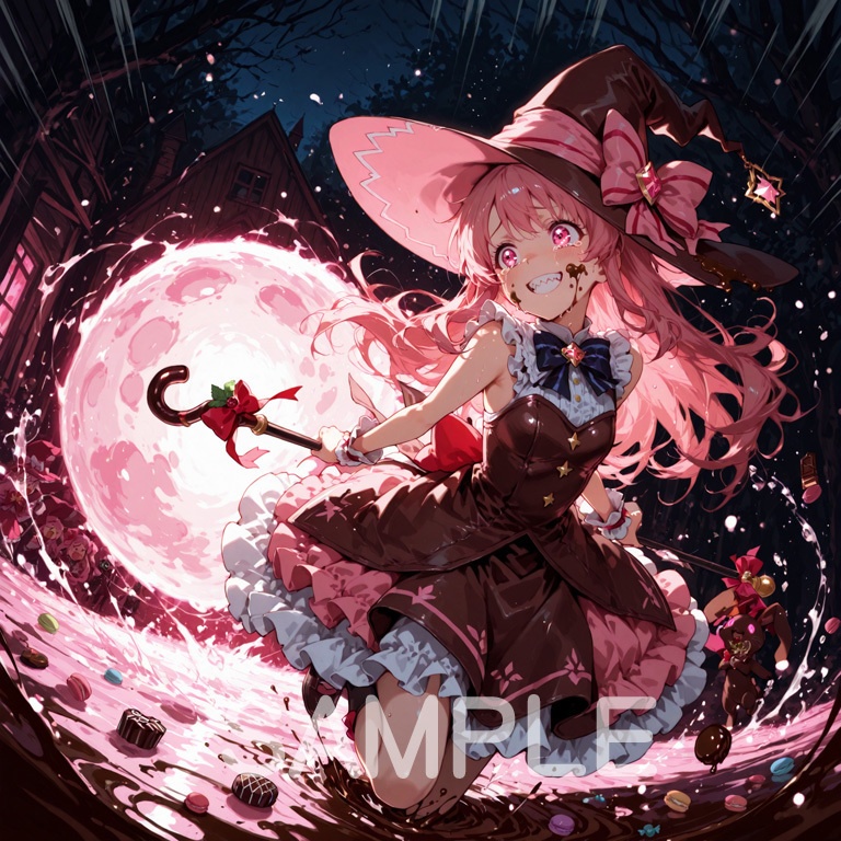 ホラーな世界の魔法少女シリーズ+ちびキャラ素材 vol.6 甘党魔女「ミント」】あまあま殺意のデザート魔法!【ふわもこスイーツ魔女素材パック】