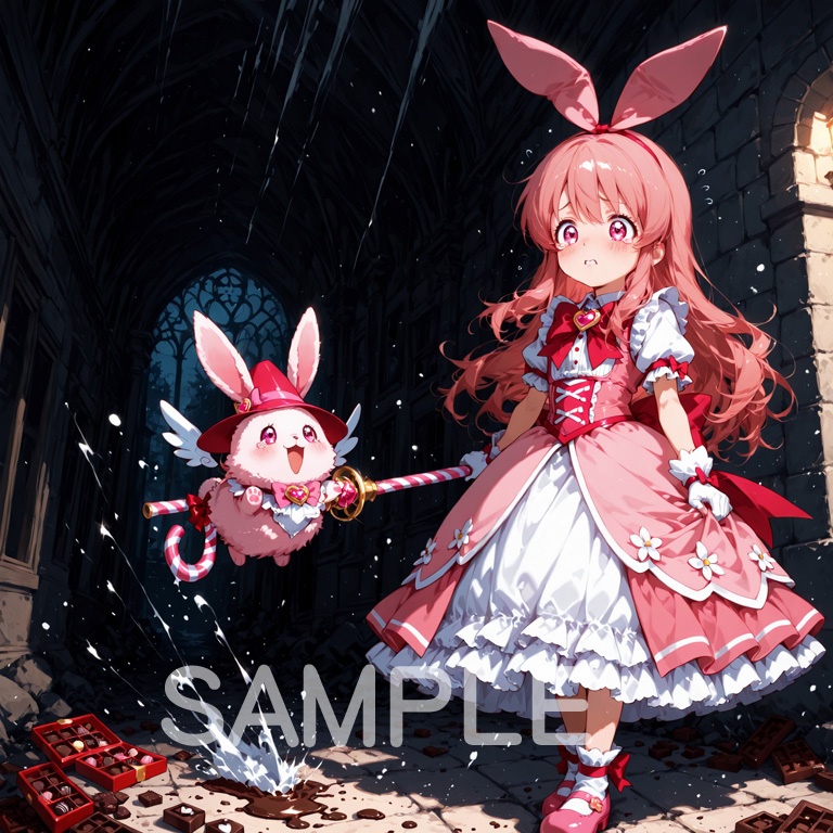 ホラーな世界の魔法少女シリーズ+ちびキャラ素材 vol.6 甘党魔女「ミント」】あまあま殺意のデザート魔法!【ふわもこスイーツ魔女素材パック】