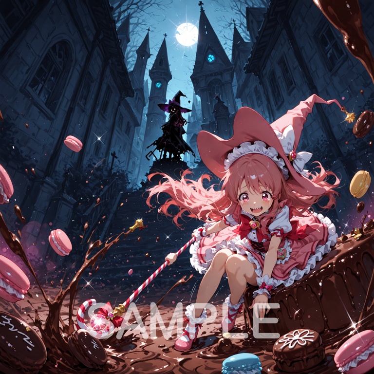 ホラーな世界の魔法少女シリーズ+ちびキャラ素材 vol.6 甘党魔女「ミント」】あまあま殺意のデザート魔法!【ふわもこスイーツ魔女素材パック】
