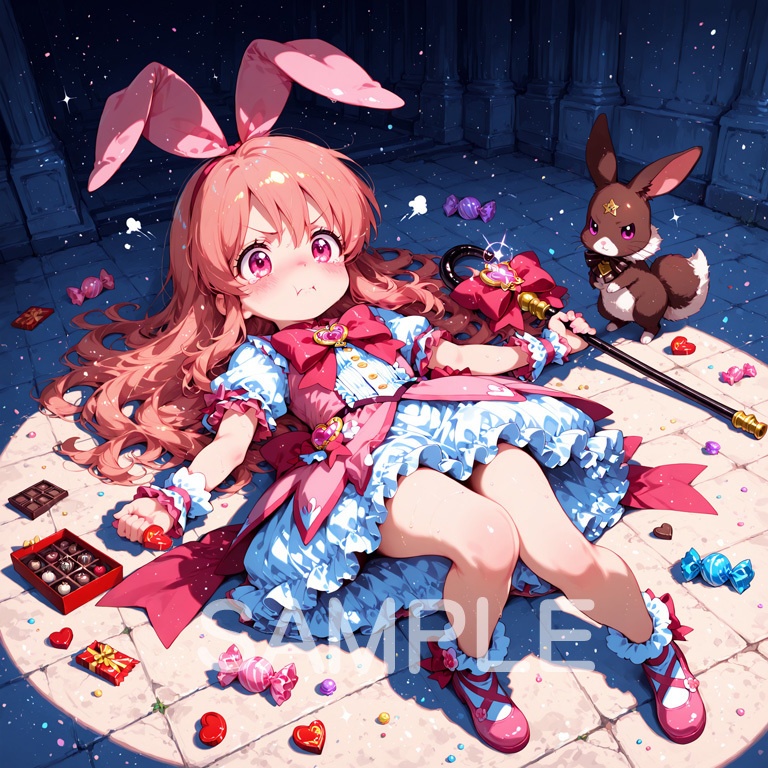 ホラーな世界の魔法少女シリーズ+ちびキャラ素材 vol.6 甘党魔女「ミント」】あまあま殺意のデザート魔法!【ふわもこスイーツ魔女素材パック】