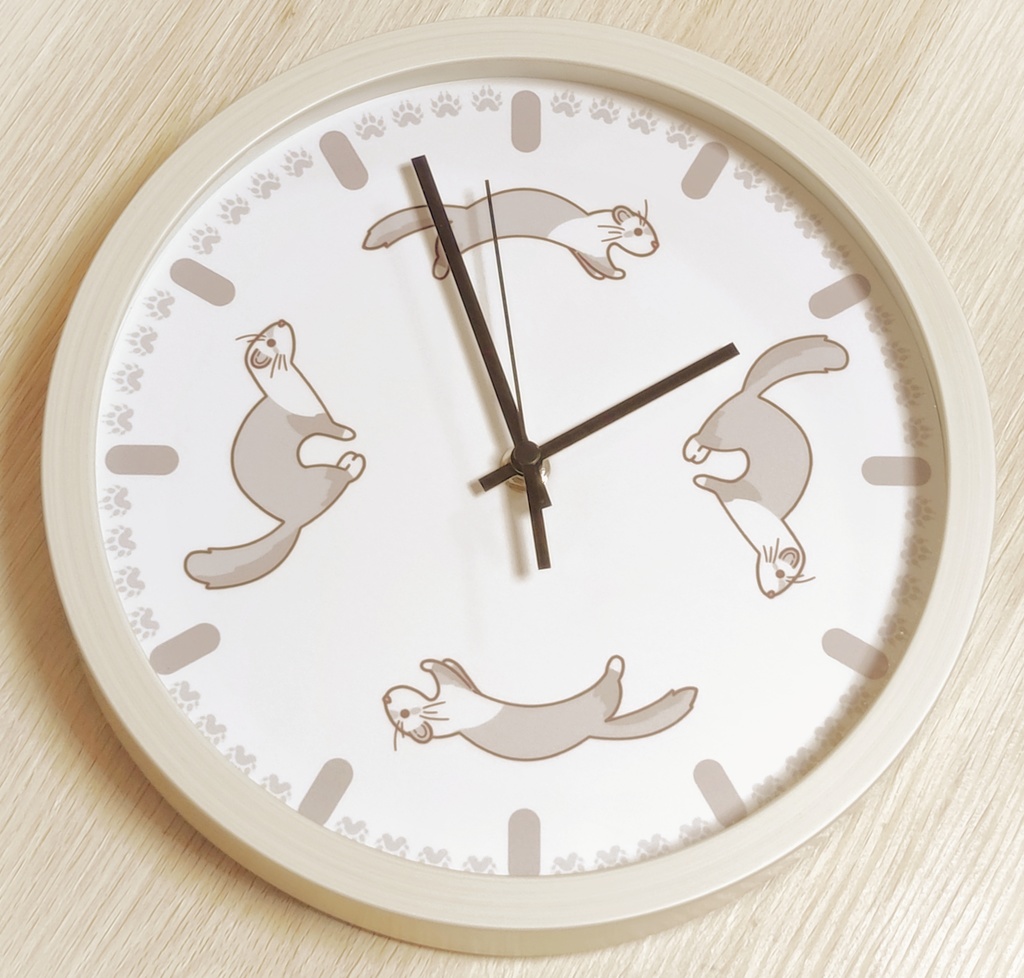 フェレットの壁掛け時計(シルバーミット)