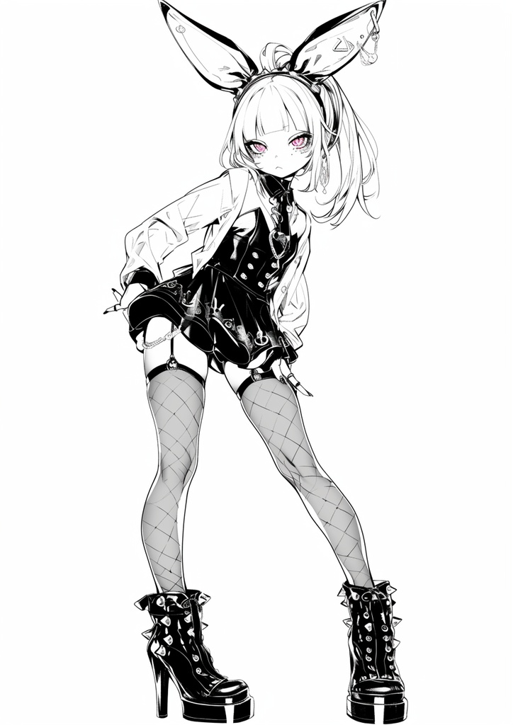 Rabbit girl / Line art / フリー素材