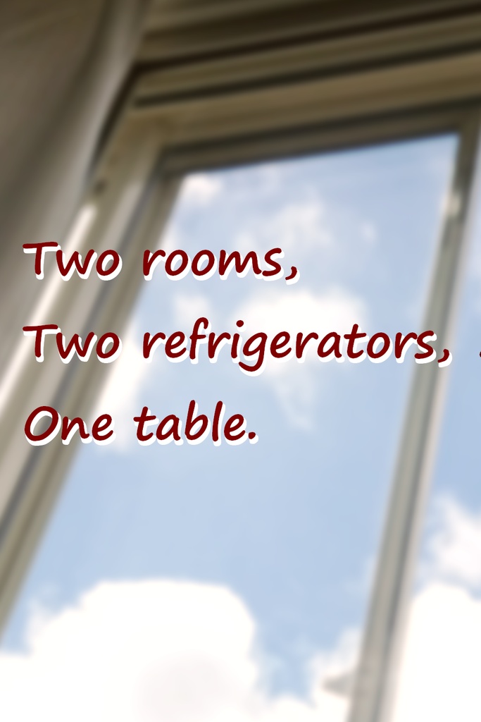 Two rooms, Two refrigerators, One Table. 