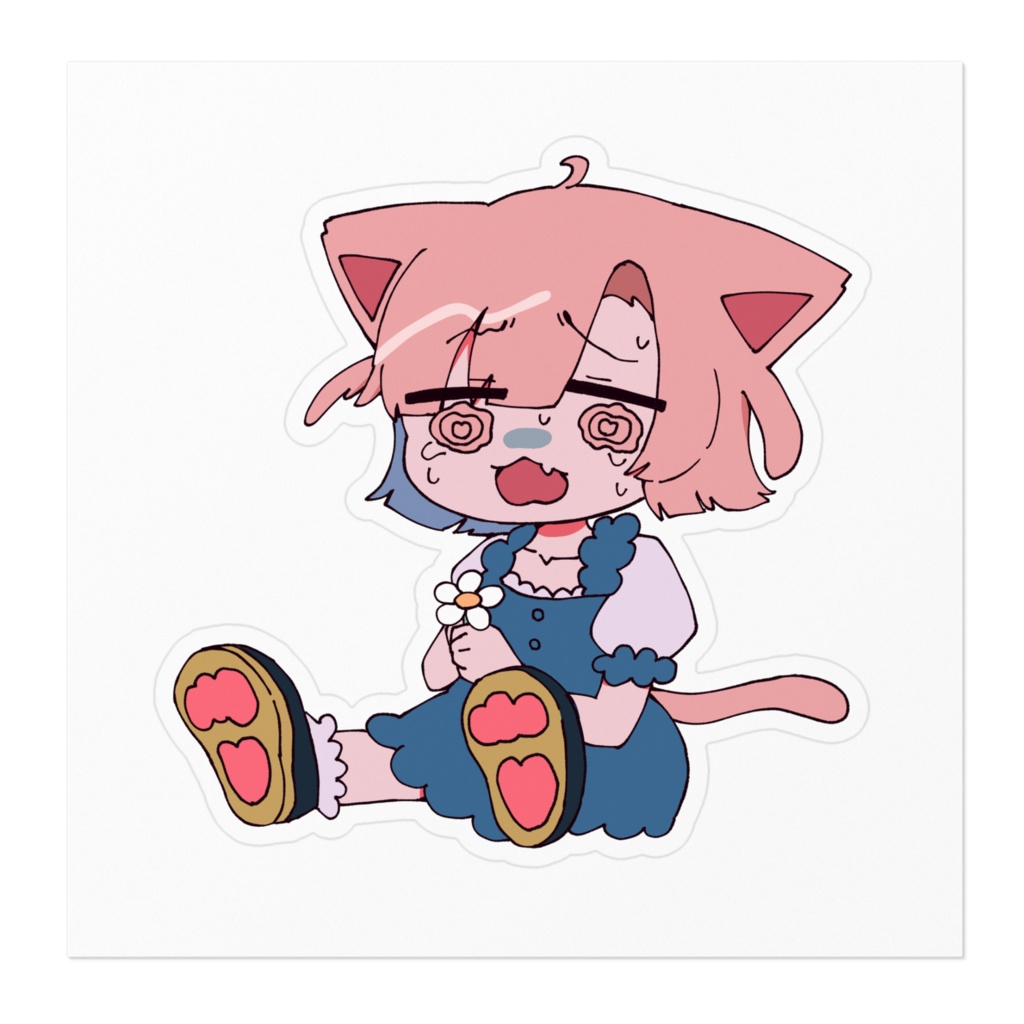 ヘラねこちゃんステッカー/おすわりver