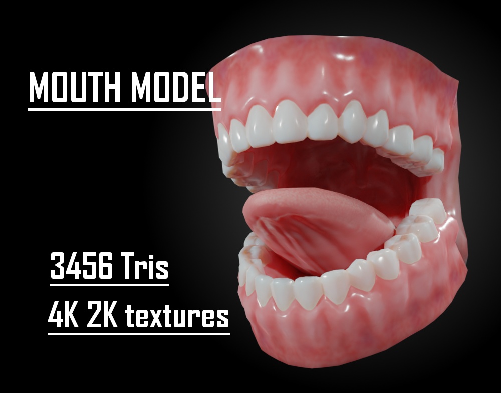 【3Dモデル】口の中モデル【口、歯、舌】