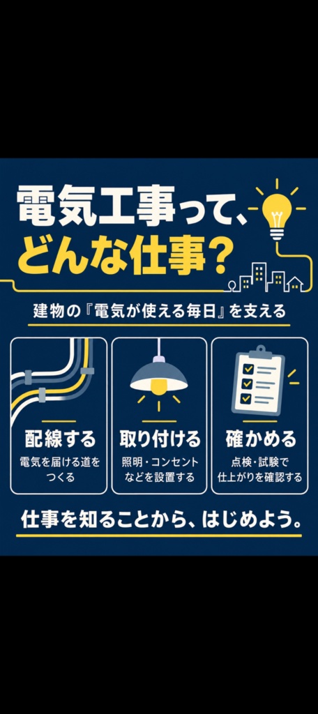 電気工事会社向け｜SNS投稿画像3枚＋投稿文セット【仕事紹介・工具・安全確認】