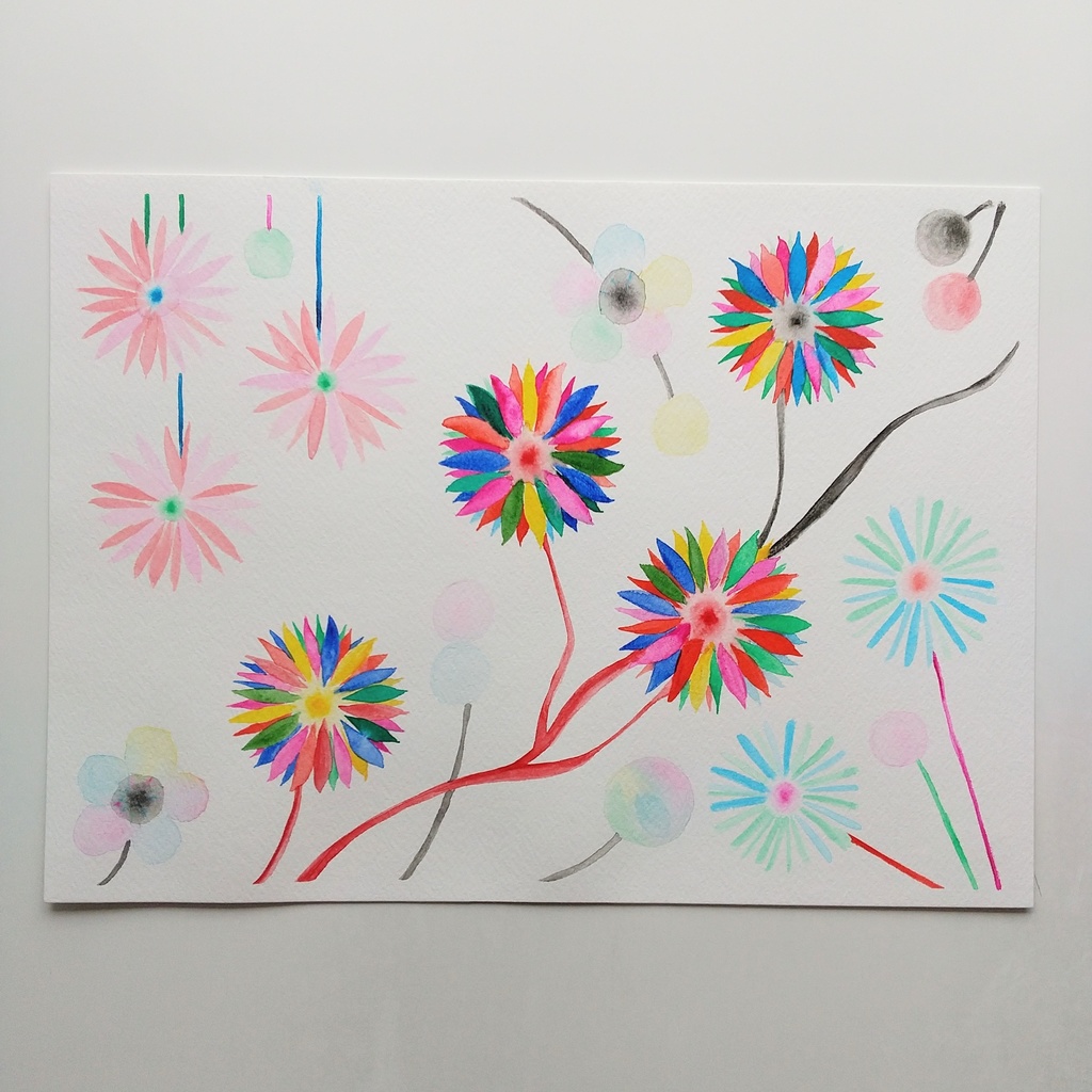 水彩画 「どこにも存在しない花」