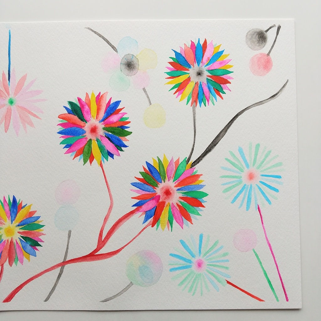 水彩画 「どこにも存在しない花」