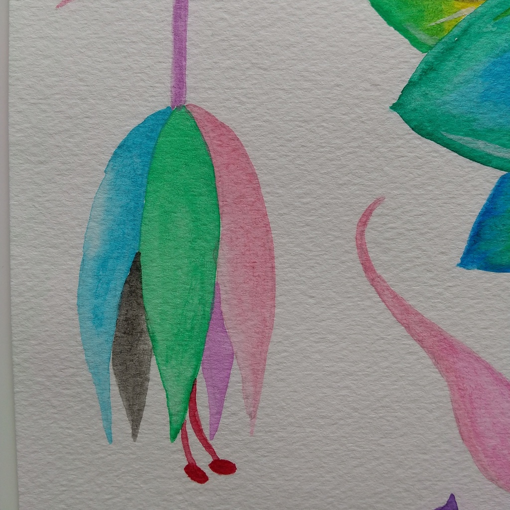 水彩画   「どこにも存在しない花・3」