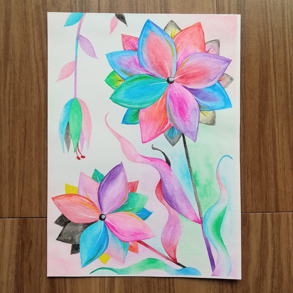 水彩画   「どこにも存在しない花・3」