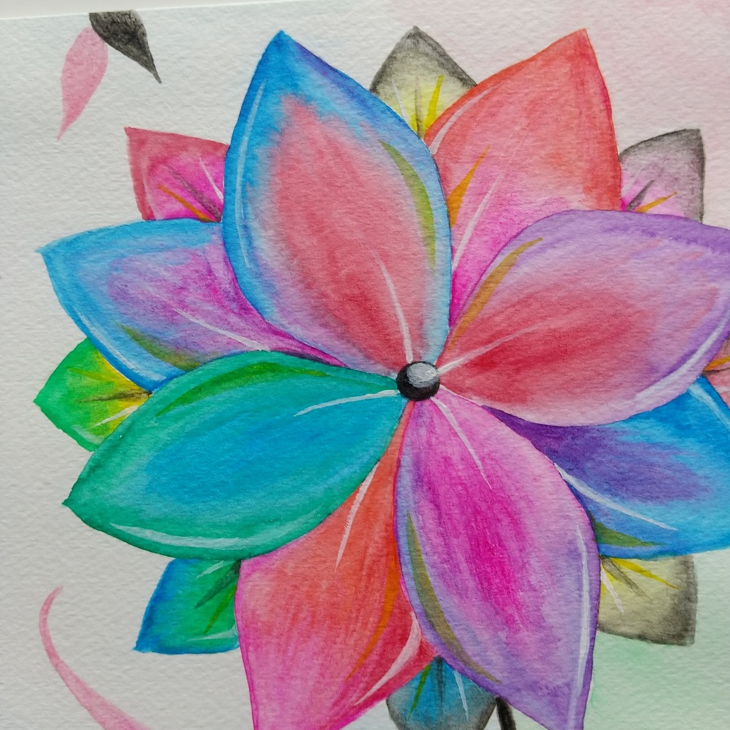 水彩画   「どこにも存在しない花・3」