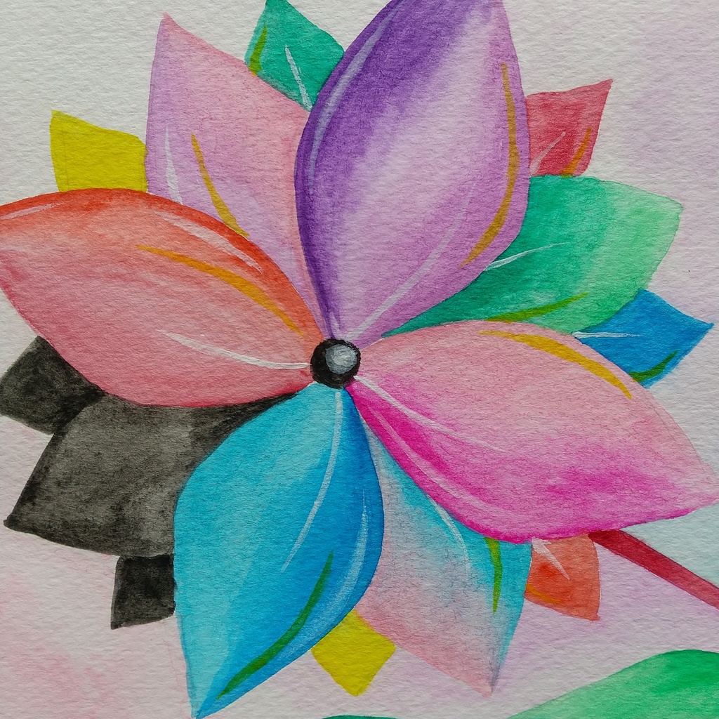 水彩画   「どこにも存在しない花・3」