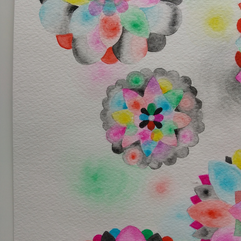 水彩画 「暗くて明るい花」