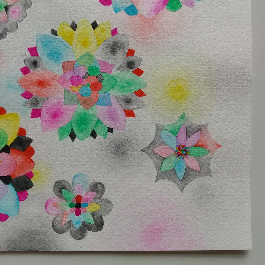 水彩画 「暗くて明るい花」