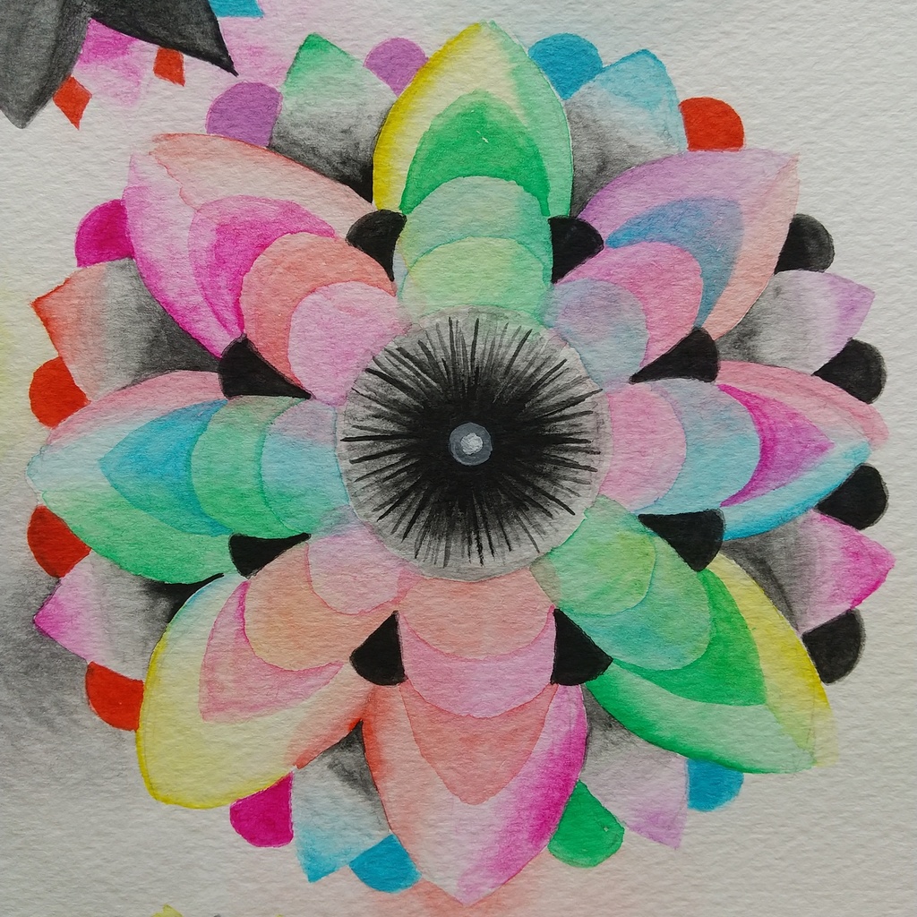 水彩画 「暗くて明るい花」