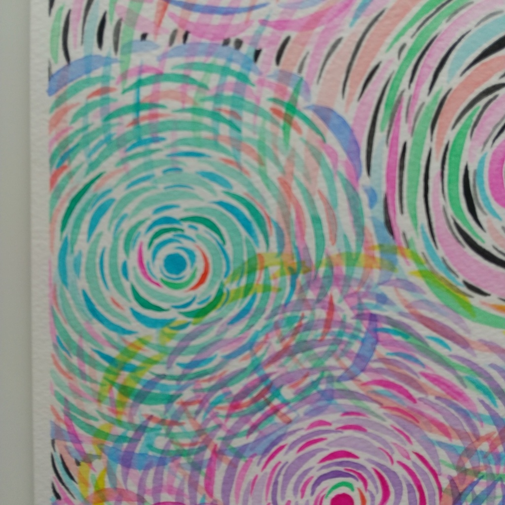 水彩画 「お花畑の下」