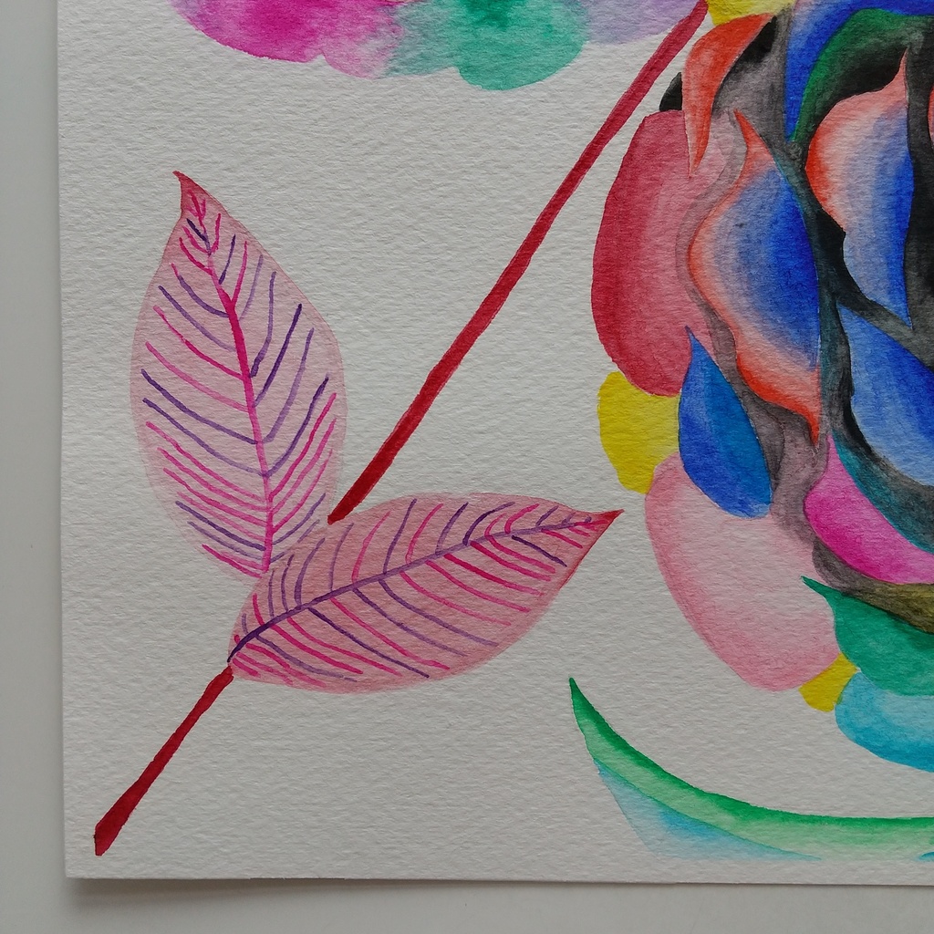 水彩画 「暗くて明るい花・2」