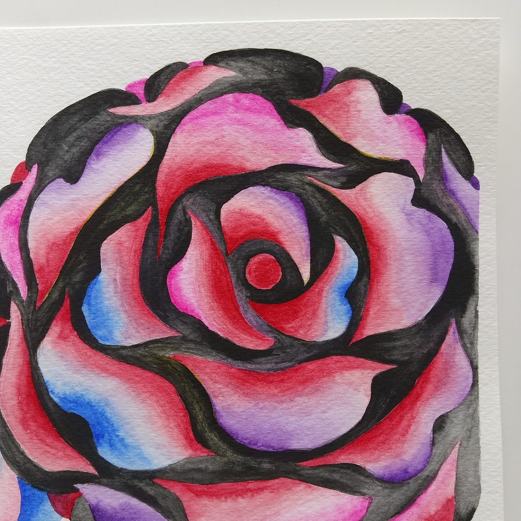 水彩画 「暗くて明るい花・2」