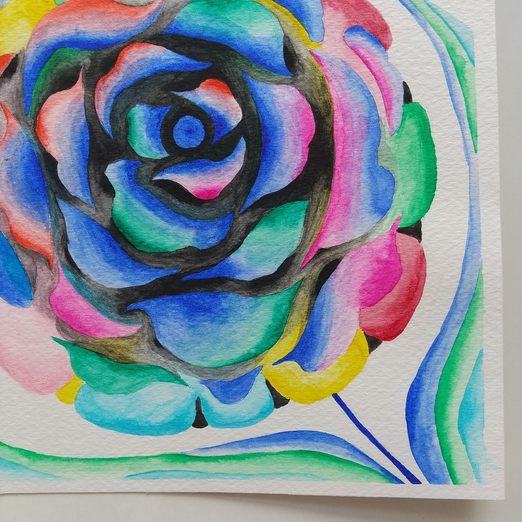 水彩画 「暗くて明るい花・2」