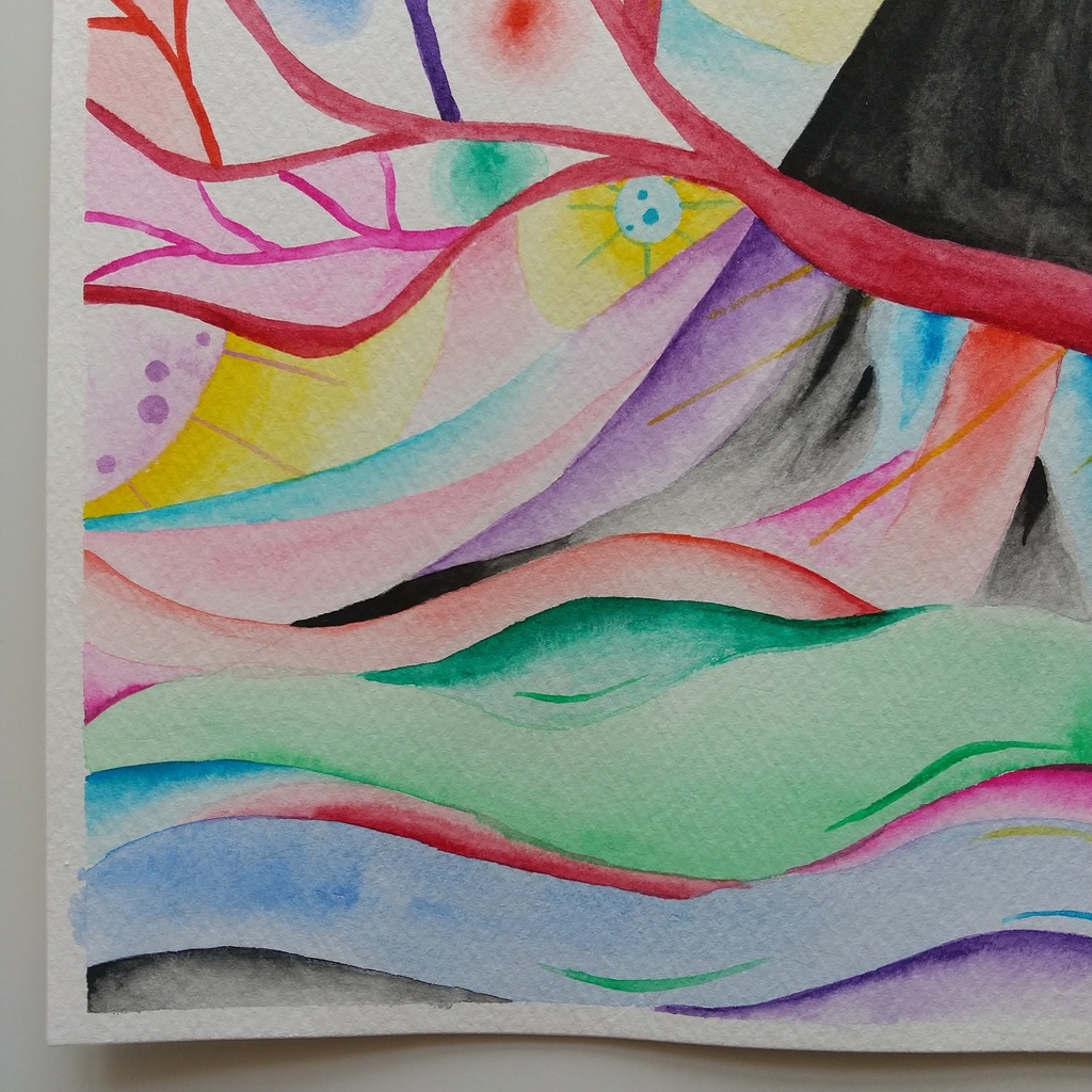 水彩画   「決して辿り着かない家」