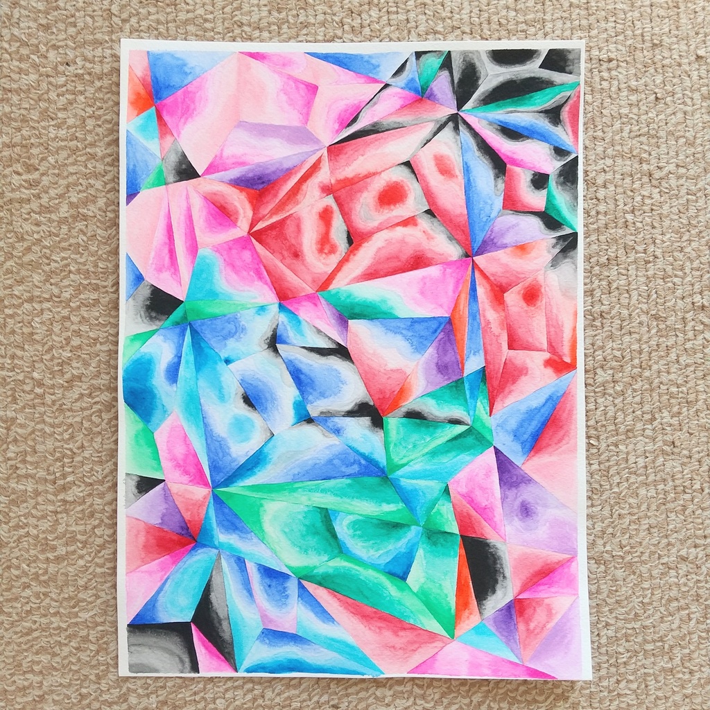 水彩画　「厚く堅い壁」