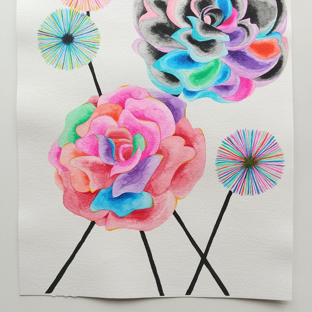 水彩画「どこにも存在しない花【4】」