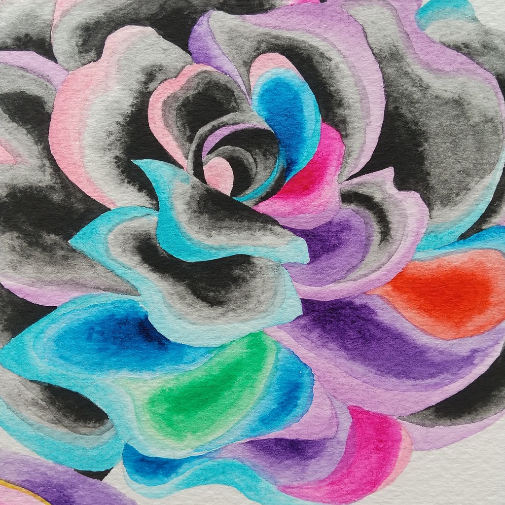 水彩画「どこにも存在しない花【4】」