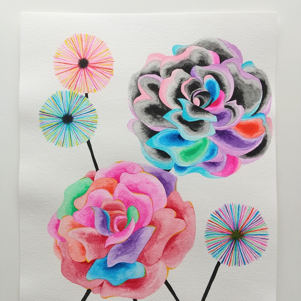 水彩画「どこにも存在しない花【4】」