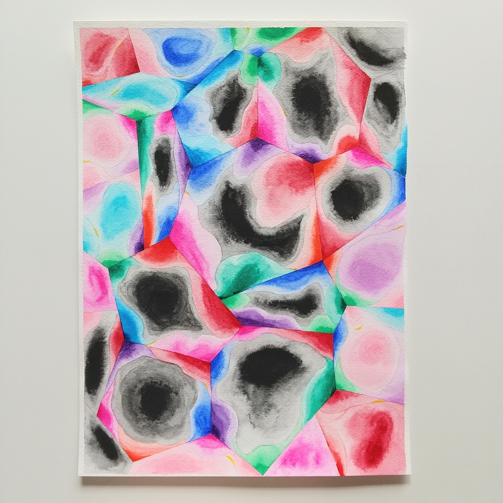 水彩画 「厚く堅い壁【2】」