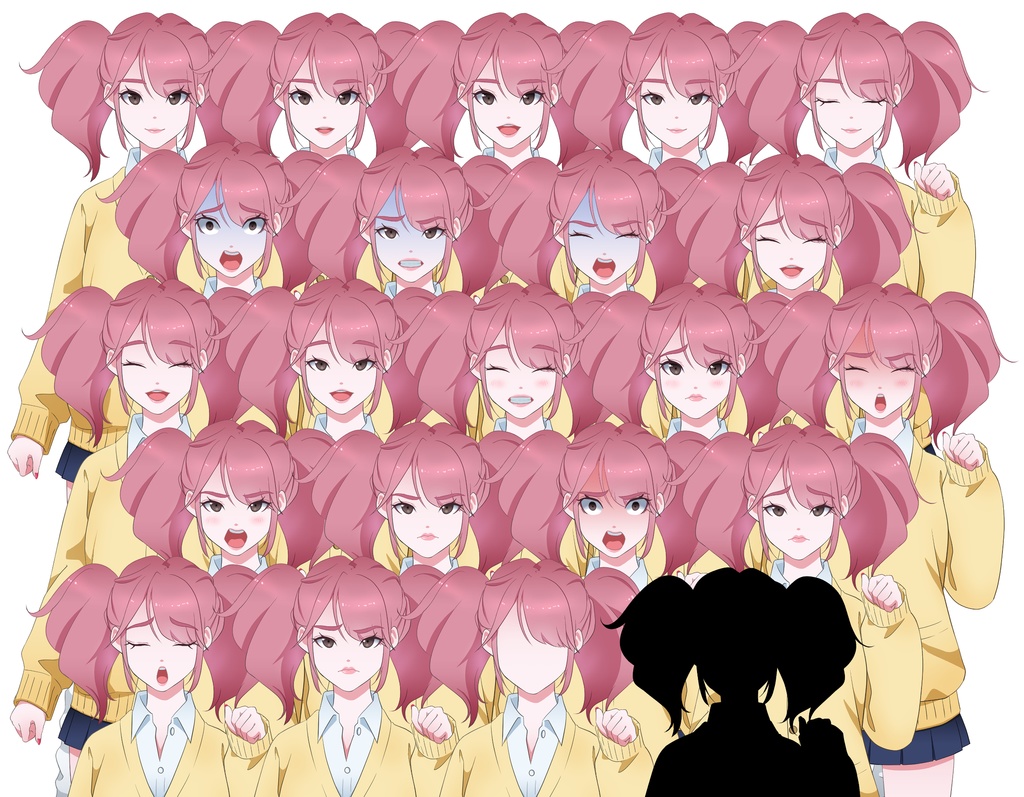 『女子学生(ギャル)』立ち絵素材 表情差分 透過PNG