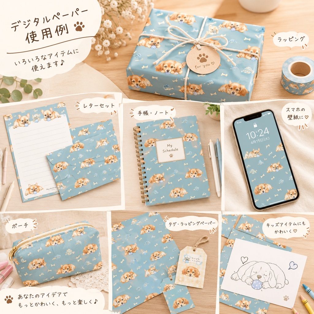 Lovely Dogs デジタルペーパー10枚セット