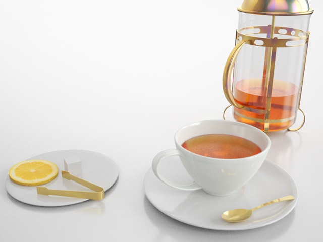 3D モデルデータ　tea_cup_set01
