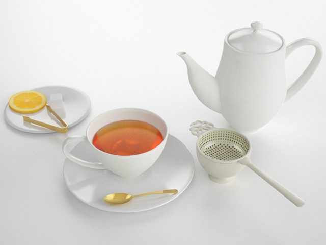 3D モデルデータ　tea cup set02