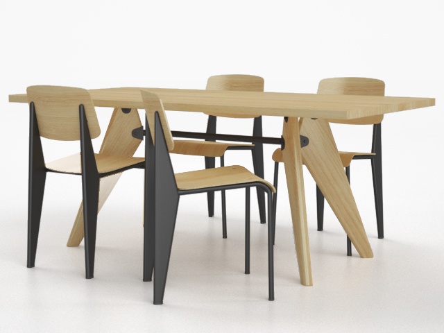 3D モデルデータ　dining table set04