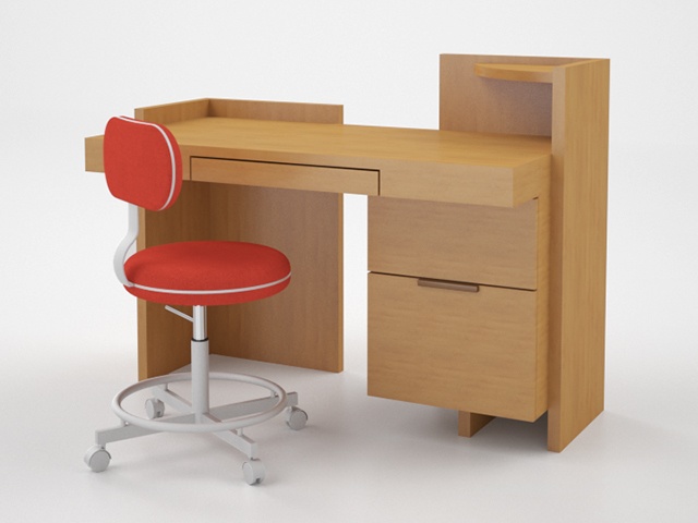 3D モデルデータ　kids_desk_set01