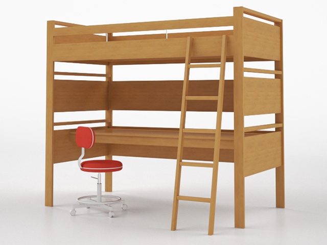 3D モデルデータ　kids_bed_desk01