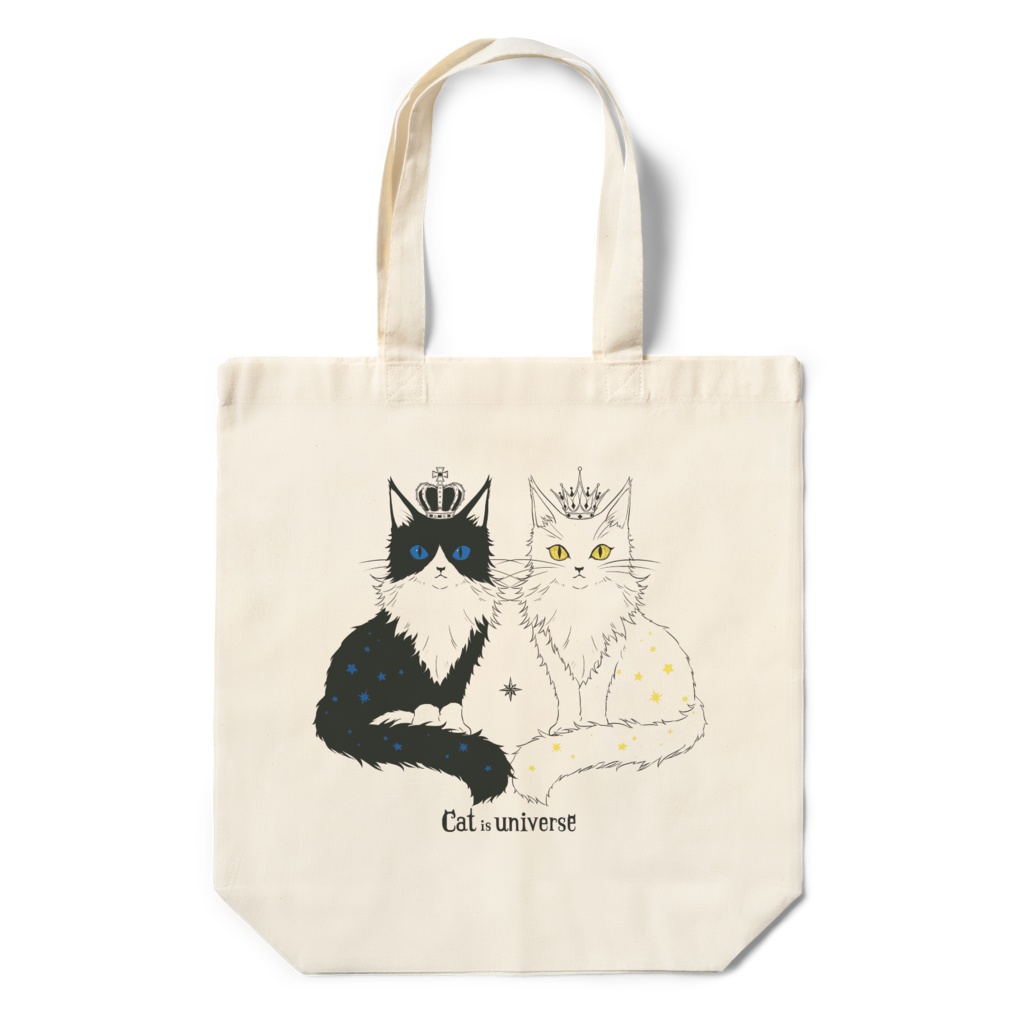 二匹の猫と冠と星