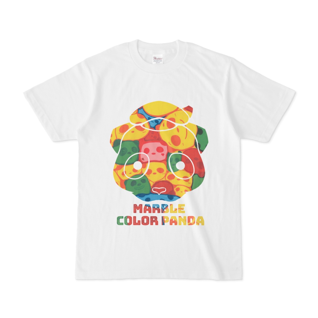 マーブル・カラー・パンダの白Tシャツ