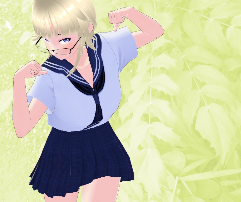 ウエストに気合いを入れたあにゃめの制服。VroidStudioファイル。VRMもあり。