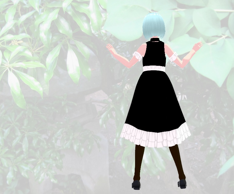「無料版VRMあり」ノースリーブのメイド服