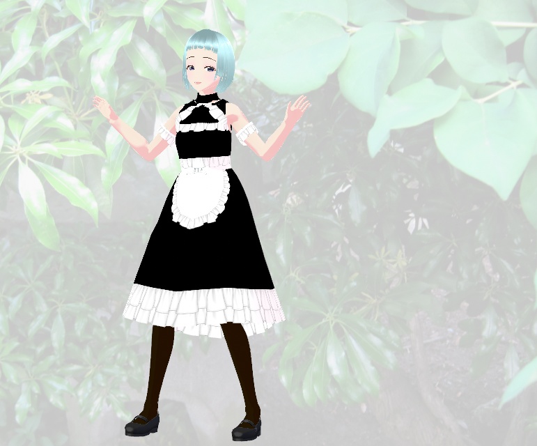 「無料版VRMあり」ノースリーブのメイド服