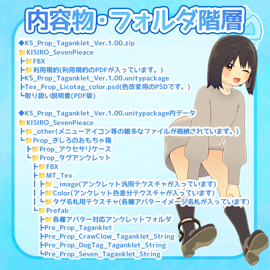 【VRChat想定】名札付きタグアンクレット【装飾品】